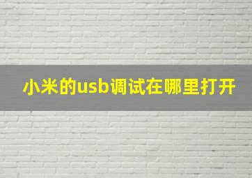 小米的usb调试在哪里打开