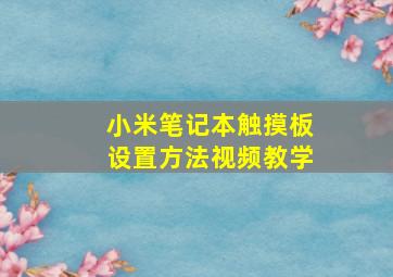 小米笔记本触摸板设置方法视频教学