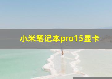 小米笔记本pro15显卡