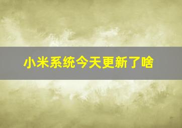 小米系统今天更新了啥