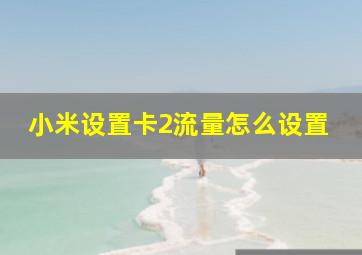 小米设置卡2流量怎么设置