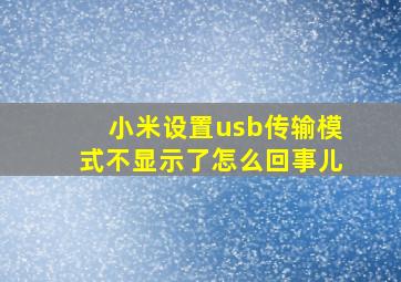 小米设置usb传输模式不显示了怎么回事儿