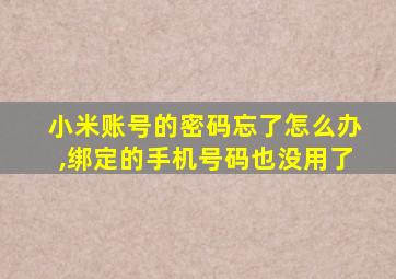 小米账号的密码忘了怎么办,绑定的手机号码也没用了