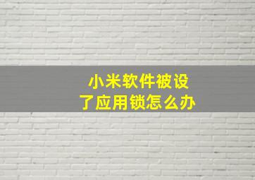 小米软件被设了应用锁怎么办