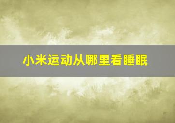 小米运动从哪里看睡眠