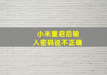 小米重启后输入密码说不正确