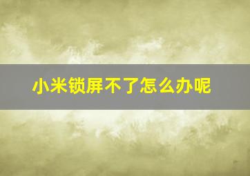 小米锁屏不了怎么办呢