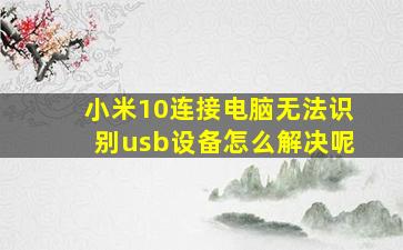 小米10连接电脑无法识别usb设备怎么解决呢