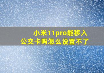 小米11pro能移入公交卡吗怎么设置不了