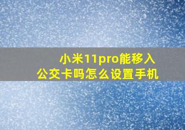 小米11pro能移入公交卡吗怎么设置手机