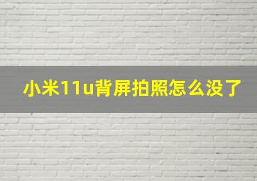 小米11u背屏拍照怎么没了