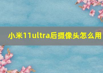 小米11ultra后摄像头怎么用