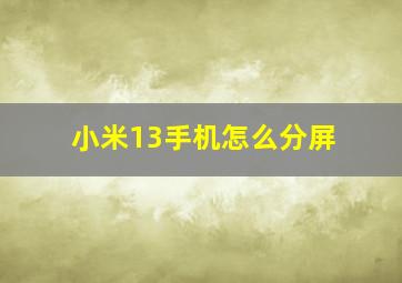 小米13手机怎么分屏