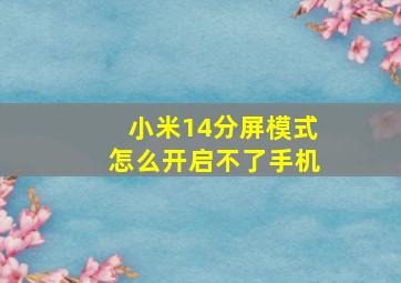 小米14分屏模式怎么开启不了手机