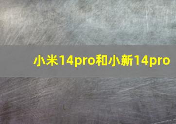 小米14pro和小新14pro