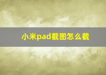 小米pad截图怎么截