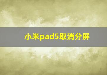 小米pad5取消分屏