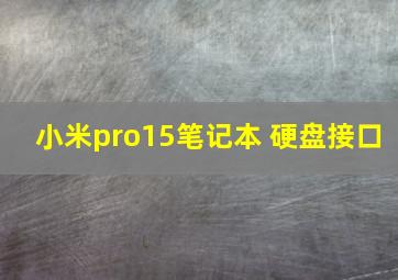 小米pro15笔记本 硬盘接口