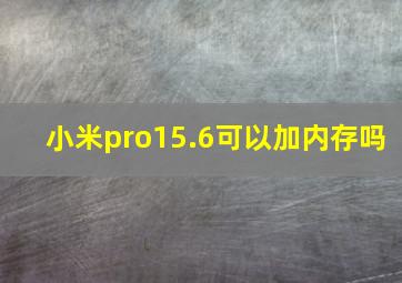 小米pro15.6可以加内存吗