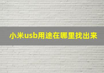 小米usb用途在哪里找出来