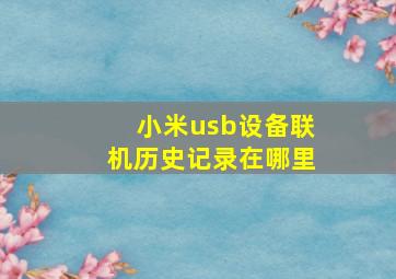 小米usb设备联机历史记录在哪里