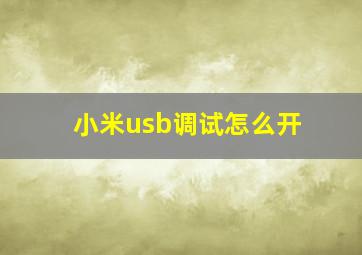 小米usb调试怎么开