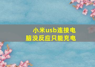 小米usb连接电脑没反应只能充电