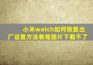 小米watch如何恢复出厂设置方法教程图片下载不了