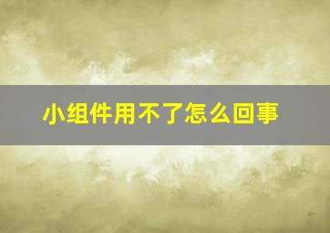 小组件用不了怎么回事