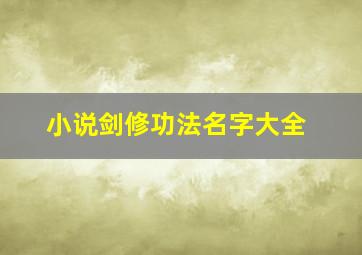 小说剑修功法名字大全