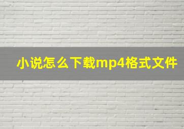 小说怎么下载mp4格式文件