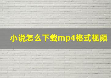 小说怎么下载mp4格式视频