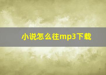 小说怎么往mp3下载