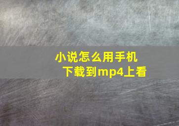 小说怎么用手机下载到mp4上看