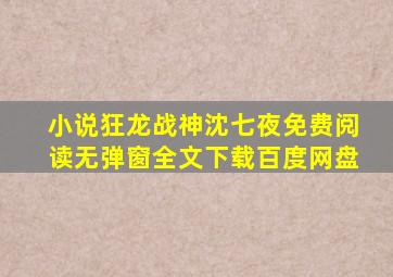 小说狂龙战神沈七夜免费阅读无弹窗全文下载百度网盘