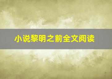 小说黎明之前全文阅读