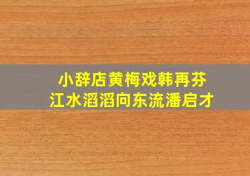 小辞店黄梅戏韩再芬江水滔滔向东流潘启才