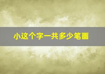 小这个字一共多少笔画