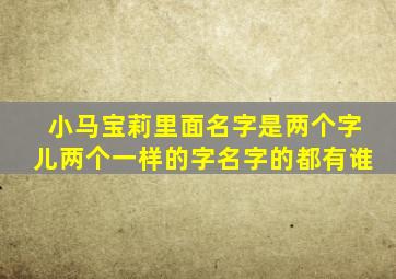 小马宝莉里面名字是两个字儿两个一样的字名字的都有谁