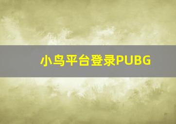 小鸟平台登录PUBG