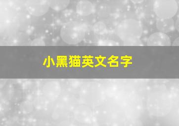 小黑猫英文名字