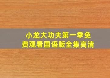 小龙大功夫第一季免费观看国语版全集高清