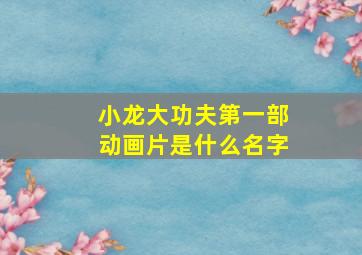 小龙大功夫第一部动画片是什么名字