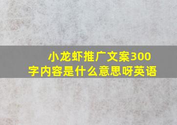 小龙虾推广文案300字内容是什么意思呀英语