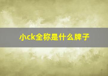 小ck全称是什么牌子