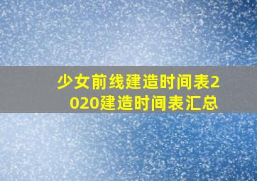 少女前线建造时间表2020建造时间表汇总