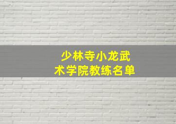 少林寺小龙武术学院教练名单