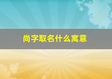 尚字取名什么寓意