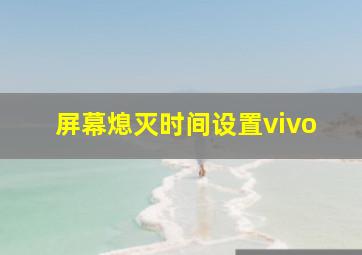 屏幕熄灭时间设置vivo