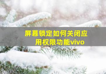 屏幕锁定如何关闭应用权限功能vivo